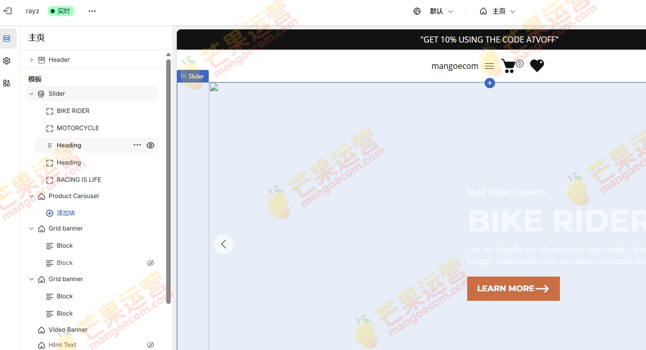 Rayz 自行车，汽车shopify商店主题破解版下载